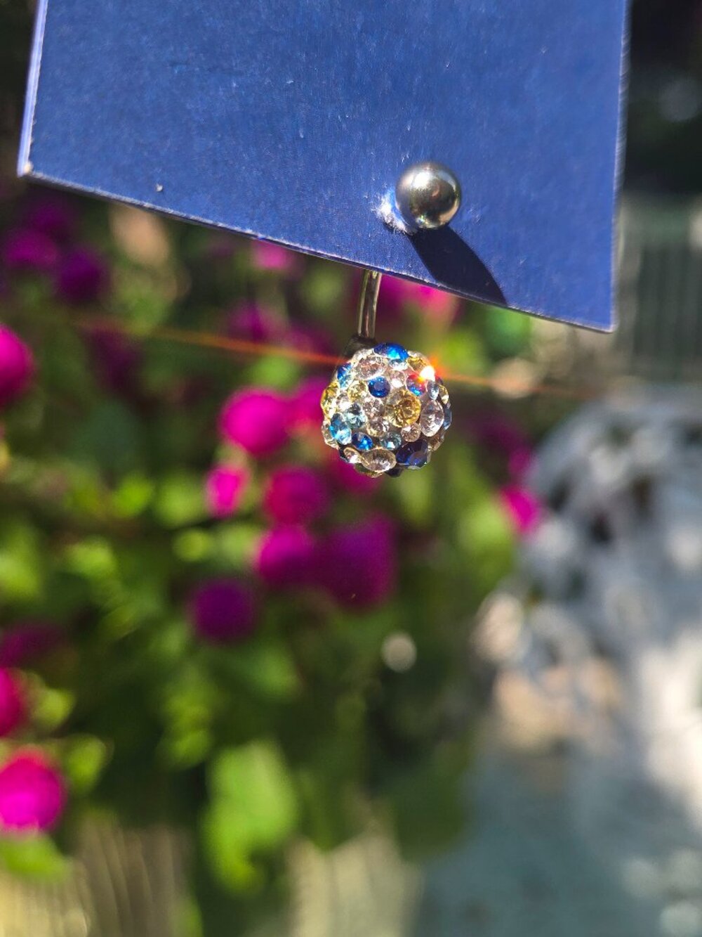 Sparkling Disco Ball Stainless Steel Pavé Ctystal navel ring